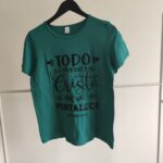 Dark green Spanish print short-sleeved T-shirt