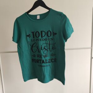 Dark green Spanish print short-sleeved T-shirt