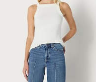 Women's Slim-Fit Stretch Rib High-Neck Tank with Consistent Stretch